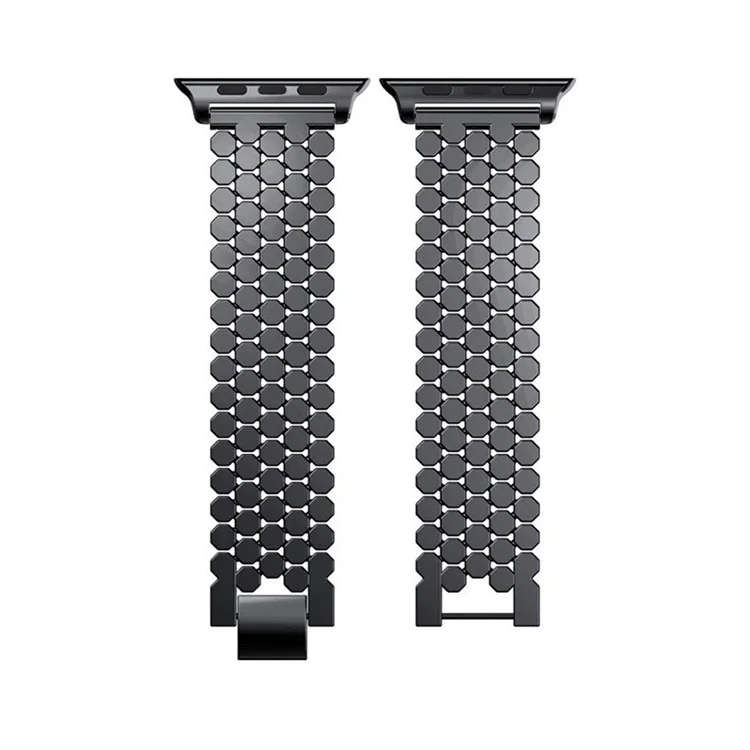 Pulseira de Reposição de Smartwatch de Design de Escamas de Peixe em Metal para Apple Watch Series 10 42mm / 9 8 7 41mm / 6 5 4 SE SE (2022) SE (2023) 40mm / 3 2 1 38mm - Preto