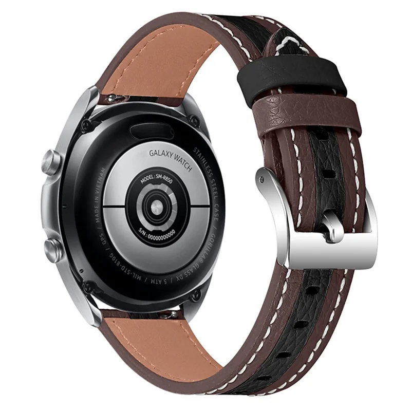 20mm Wrist Strap for Withing Steel Men Style Smart Watch Color Splicing Design Adjustable Cowhide Leather Band - Brown/Black