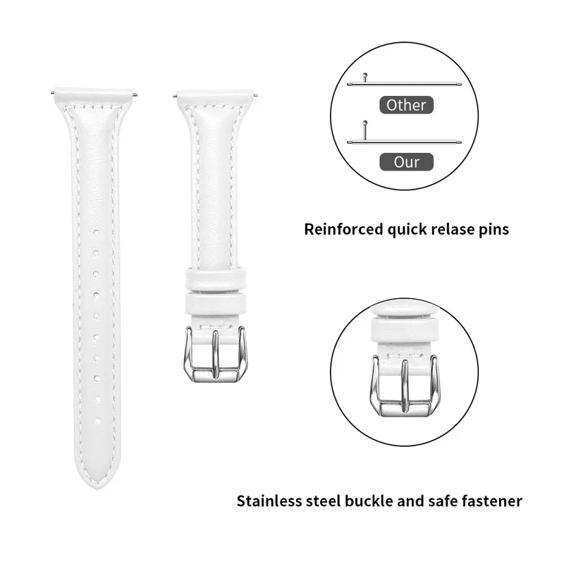 For Fitbit Versa 2/Versa/Versa Lite/Versa SE Stylish Cowhide Genuine Leather Replacement Smart Watch Strap - White