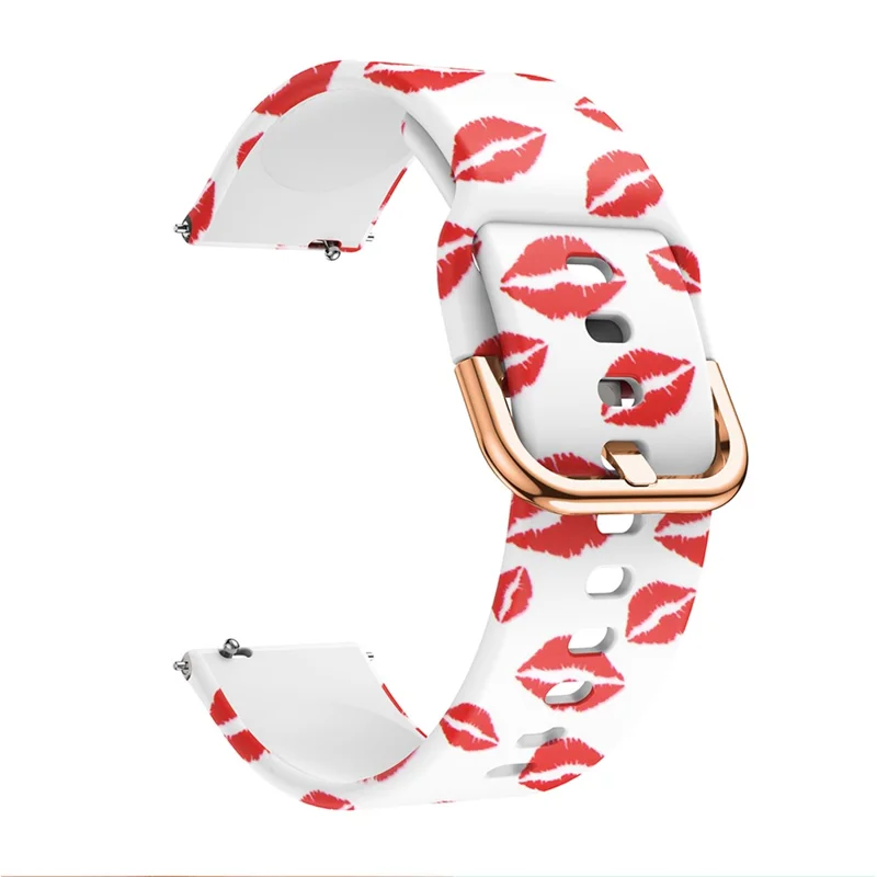 For Samsung Galaxy Watch6 40mm 44mm / Watch6 Classic 43mm 47mm / Watch 5 40mm 44mm / 5 Pro 45mm / Watch4 40mm 44mm Printed Adjustable Silicone Smart Watch Strap Replacement Wrist Band - Red Lip