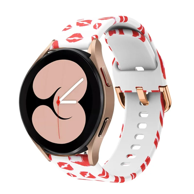 For Samsung Galaxy Watch6 40mm 44mm / Watch6 Classic 43mm 47mm / Watch 5 40mm 44mm / 5 Pro 45mm / Watch4 40mm 44mm Printed Adjustable Silicone Smart Watch Strap Replacement Wrist Band - Red Lip