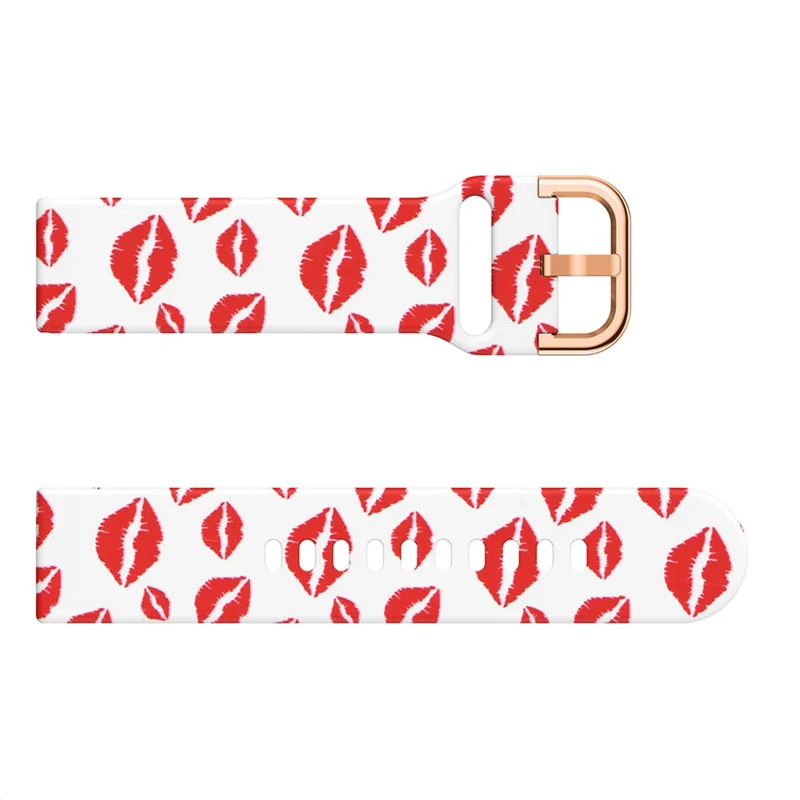 For Samsung Galaxy Watch6 40mm 44mm / Watch6 Classic 43mm 47mm / Watch 5 40mm 44mm / 5 Pro 45mm / Watch4 40mm 44mm Printed Adjustable Silicone Smart Watch Strap Replacement Wrist Band - Red Lip