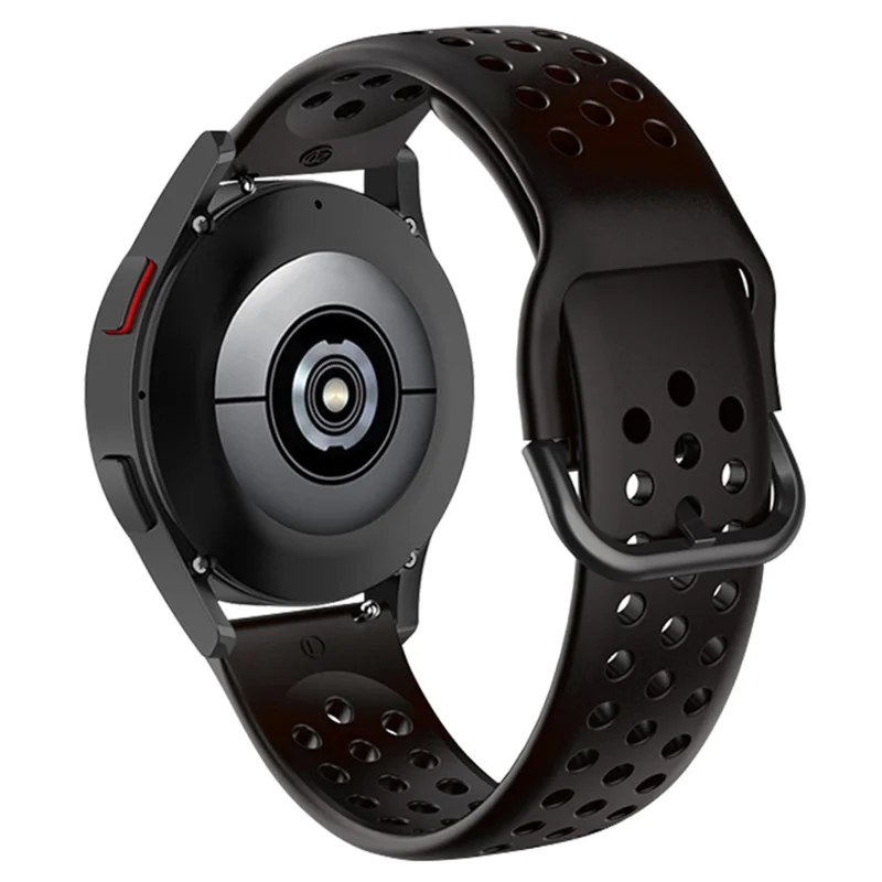 20mm Universal Round Holes Breathable Silicone Smart Watch Strap Replacement Wrist Band - Black