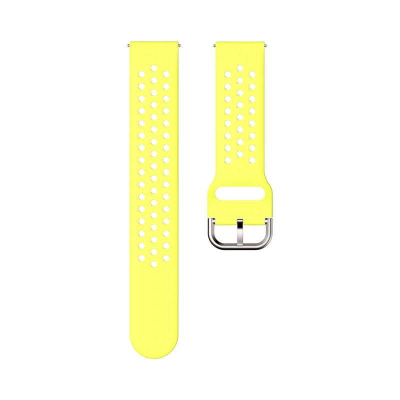 20mm Universal Round Holes Breathable Silicone Smart Watch Strap Replacement Wrist Band - Yellow