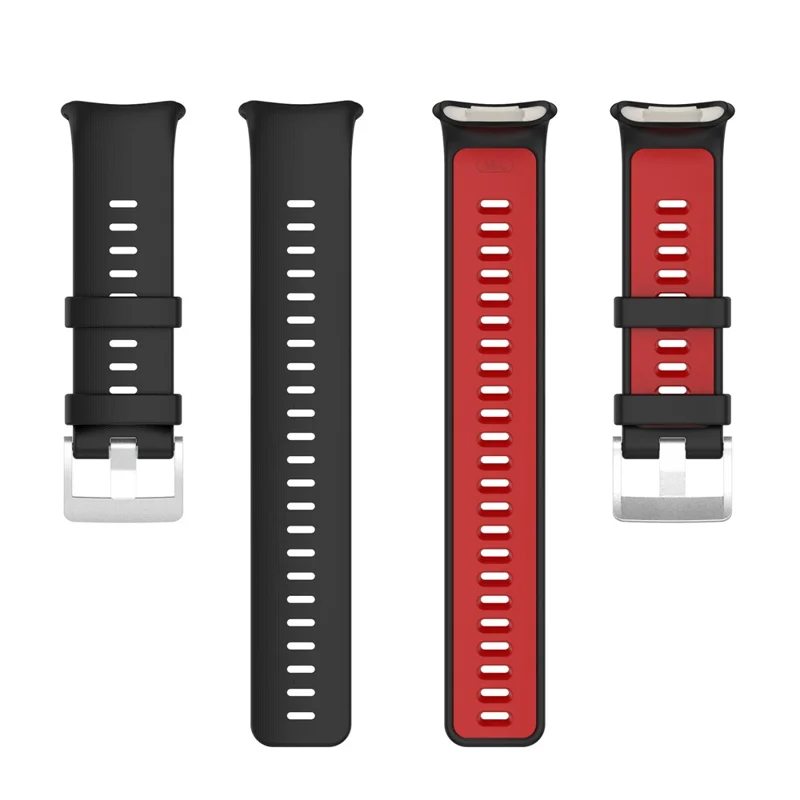 For Polar Vantage V2 Strap Dual Color Silicone Watch Band - Black / Red
