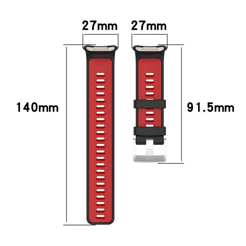 For Polar Vantage V2 Strap Dual Color Silicone Watch Band - Black / Red