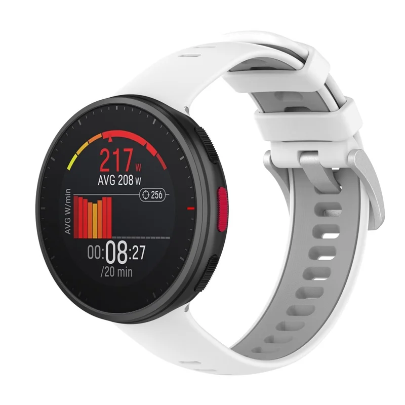 For Polar Vantage V2 Strap Dual Color Silicone Watch Band - White / Grey