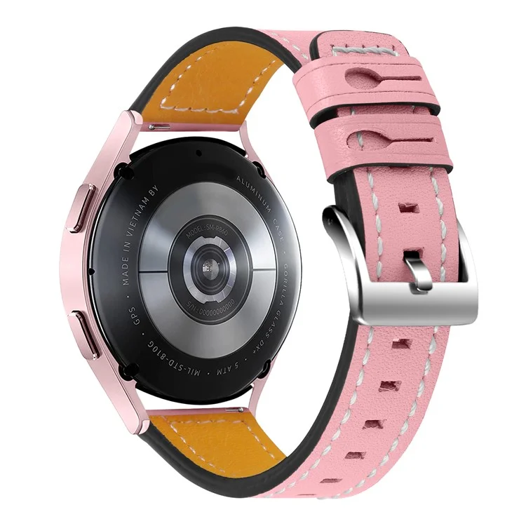 For Garmin Vivomove 3/Garminmove 3 20mm Universal Watch Strap Cowhide Leather Wrist Band Replacement Watchband - Pink