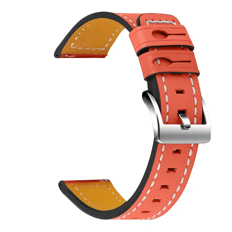 For Garmin Vivomove 3/Garminmove 3 20mm Universal Watch Strap Cowhide Leather Wrist Band Replacement Watchband - Orange