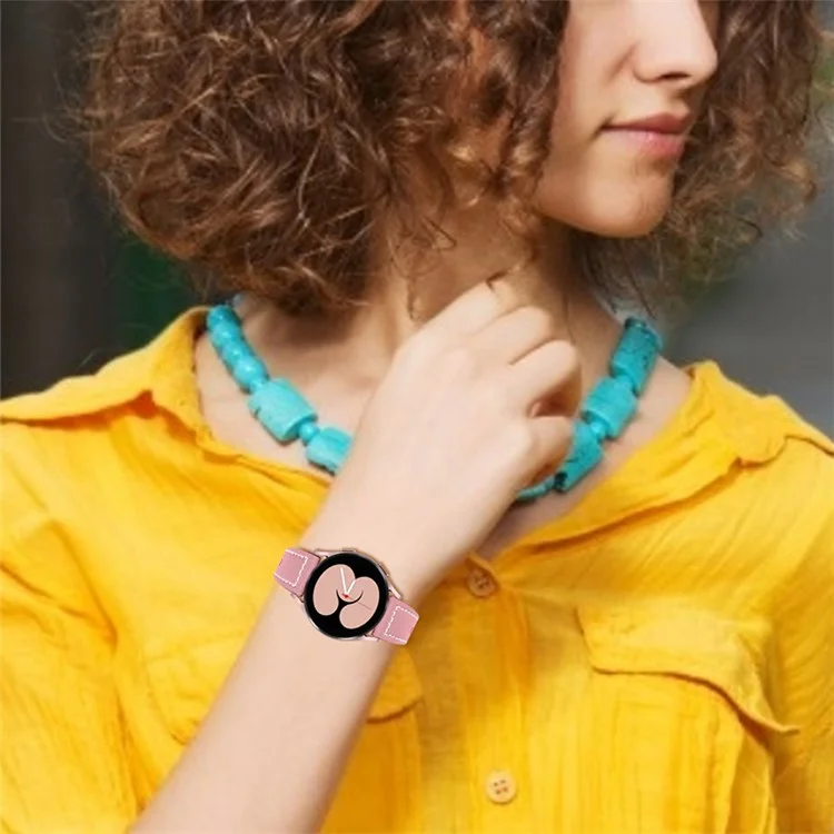 Per Garmin Vivoactive 3/Vivoactive 3 Music/Venu Cinturino per orologio da 20 mm in pelle bovina, cinturino di ricambio per polso - Rosa