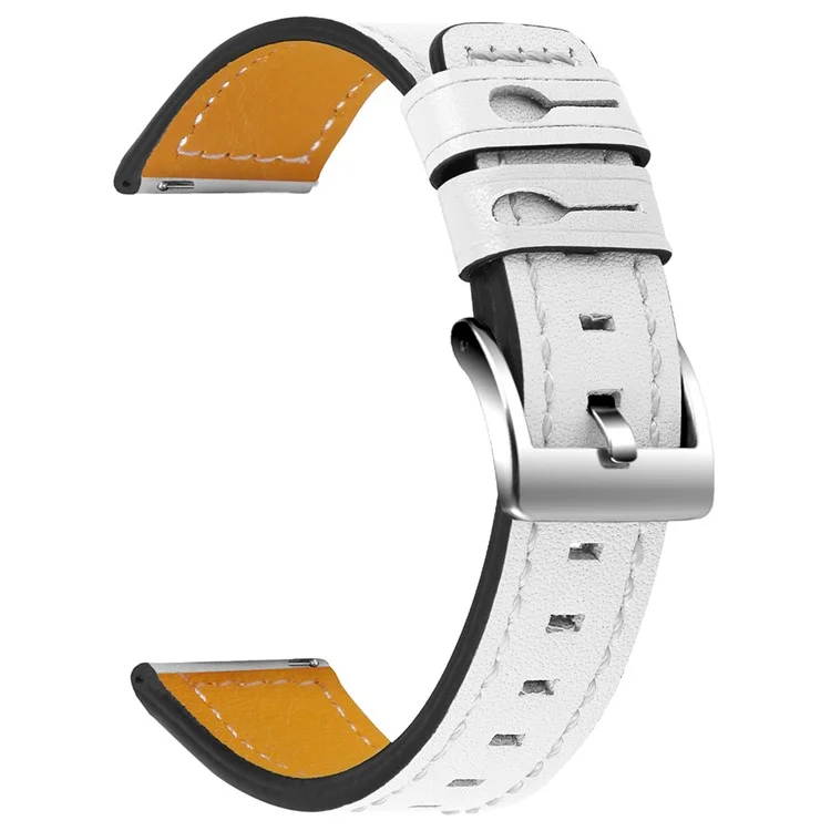 20mm Universal Watch Strap for Garmin Vivomove Luxe/Garminmove Luxe Cowhide Leather Wrist Band Replacement Watchband - White