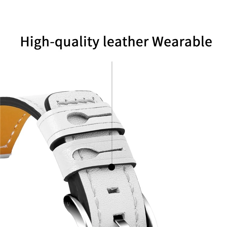 20mm Universal Watch Strap for Garmin Vivomove Luxe/Garminmove Luxe Cowhide Leather Wrist Band Replacement Watchband - White