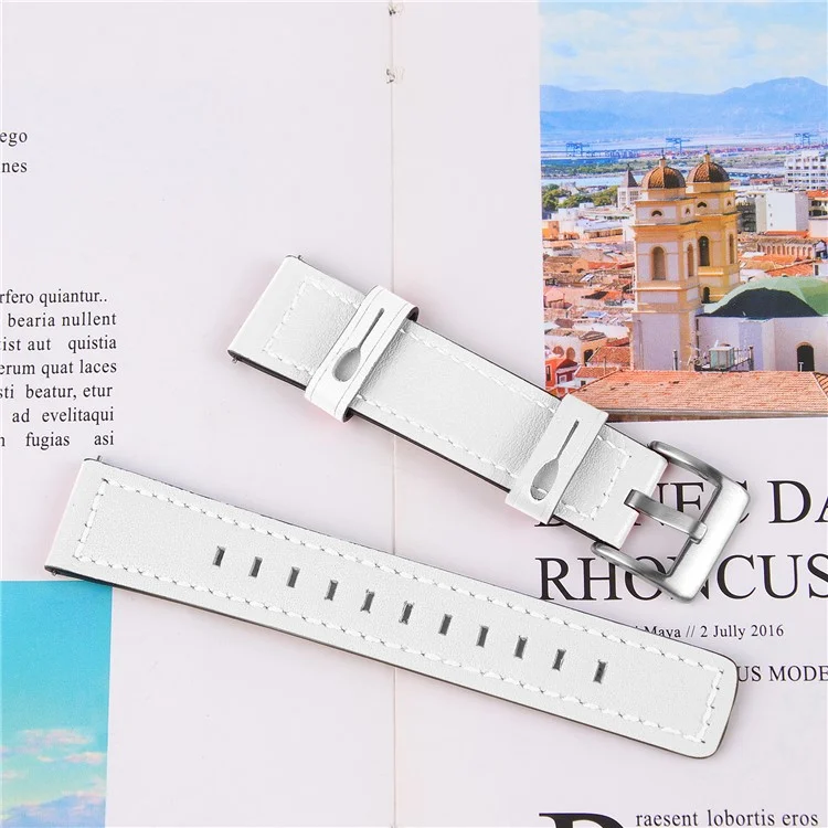 20mm Universal Watch Strap for Garmin Vivomove Luxe/Garminmove Luxe Cowhide Leather Wrist Band Replacement Watchband - White