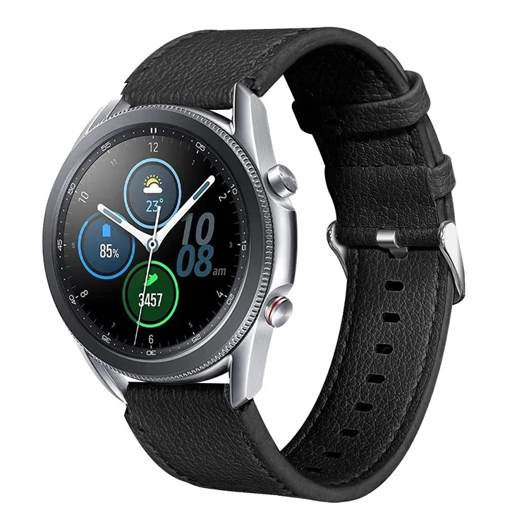 For Xiaomi Mi Watch Color Replacement Strap Double-sided Textured Top Layer Cowhide Leather Wrist Band - Black