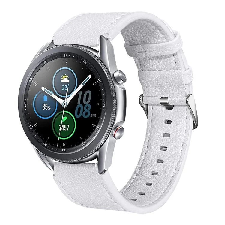 For Xiaomi Mi Watch Color Replacement Strap Double-sided Textured Top Layer Cowhide Leather Wrist Band - White
