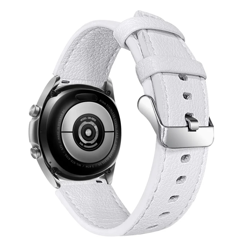 For Fossil Gen 5 Carlyle Replacement Strap Adjustable Double-sided Textured Top Layer Cowhide Leather Watch Band - White