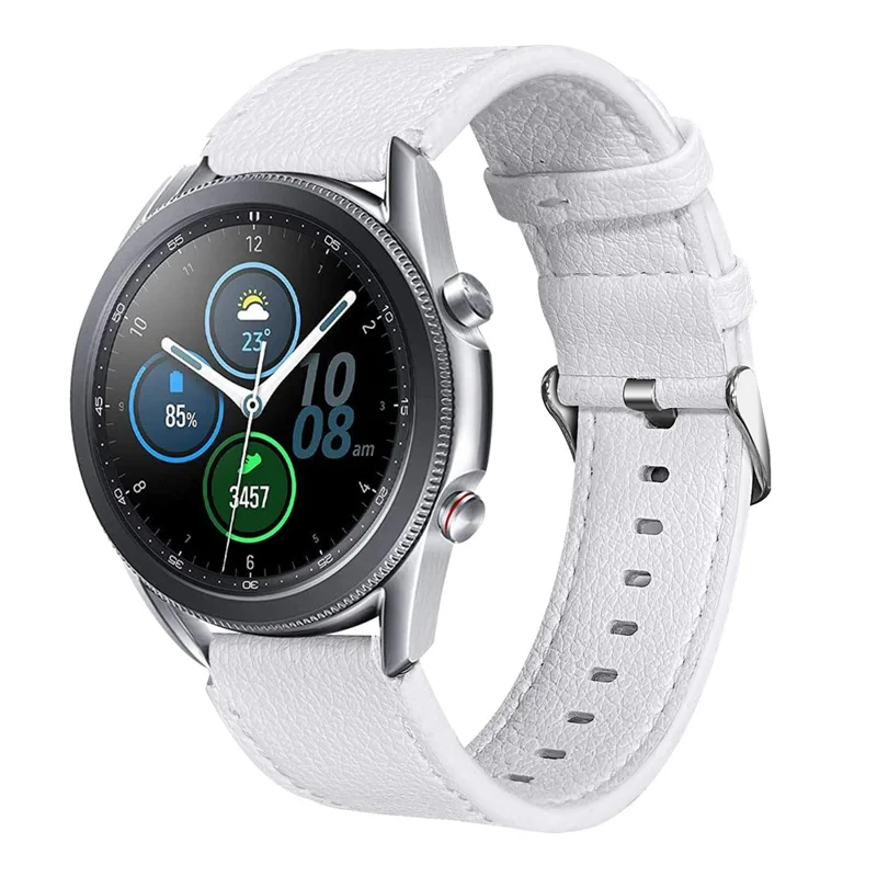 For Fossil Gen 5 Carlyle Replacement Strap Adjustable Double-sided Textured Top Layer Cowhide Leather Watch Band - White