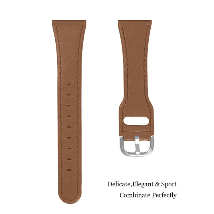 For Xiaomi Mi Watch Color/Haylou Solar LS05 Cowhide Leather Watchband Fashionable Wrist Strap Replacement Part (22mm) - Brown