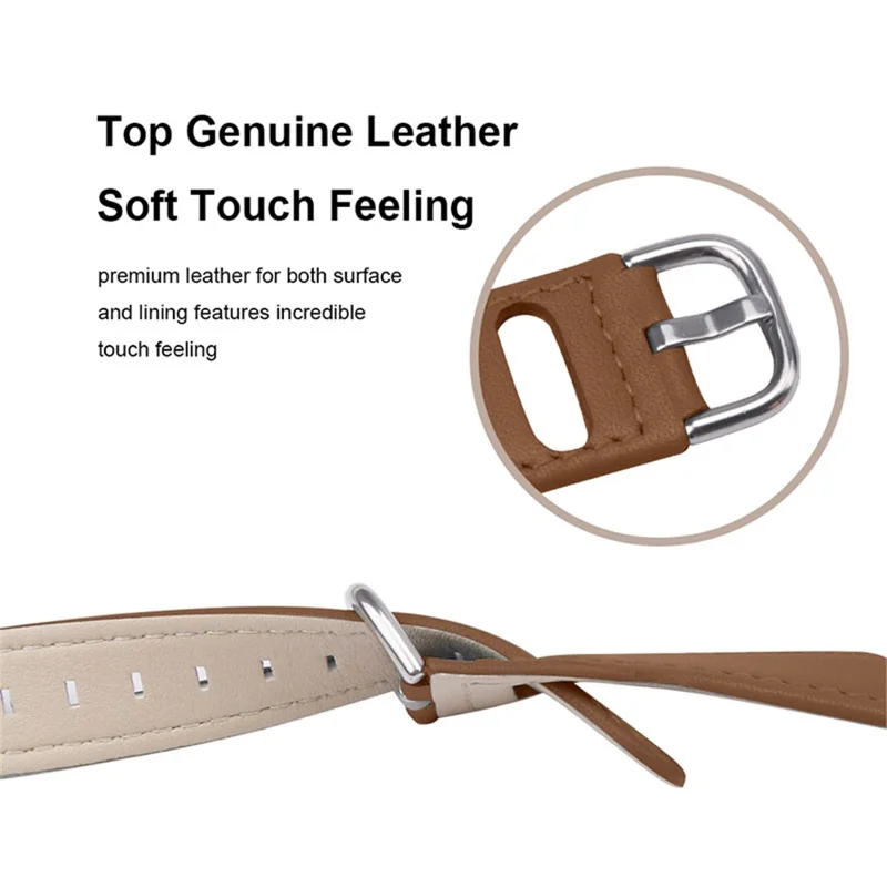 For TicWatch Pro/GTX Replacement Watchband Cowhide Leather Watch Strap with Stainless Steel Buckle (22mm) - Brown