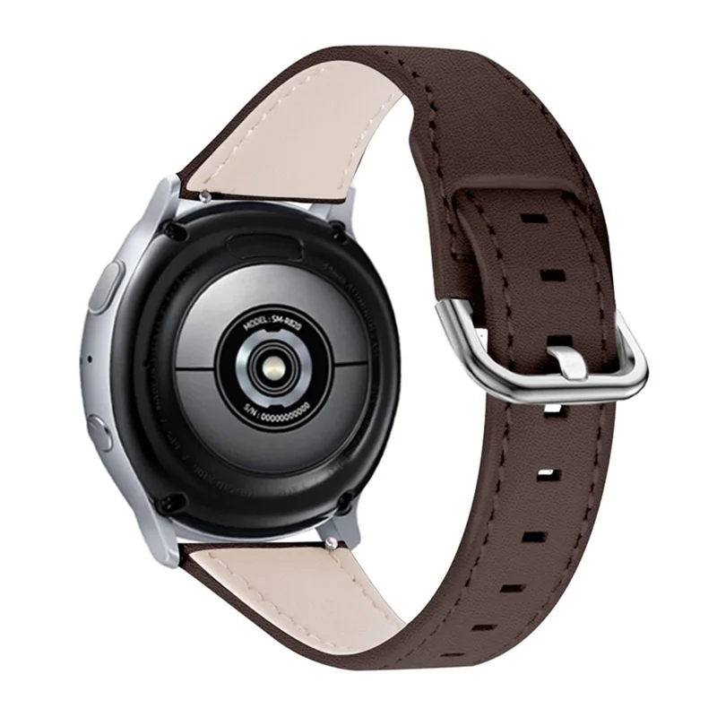 For TicWatch Pro/GTX Replacement Watchband Cowhide Leather Watch Strap with Stainless Steel Buckle (22mm) - Coffee