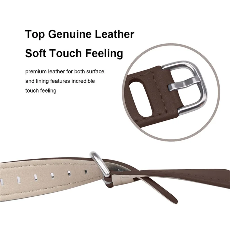 For TicWatch Pro/GTX Replacement Watchband Cowhide Leather Watch Strap with Stainless Steel Buckle (22mm) - Coffee
