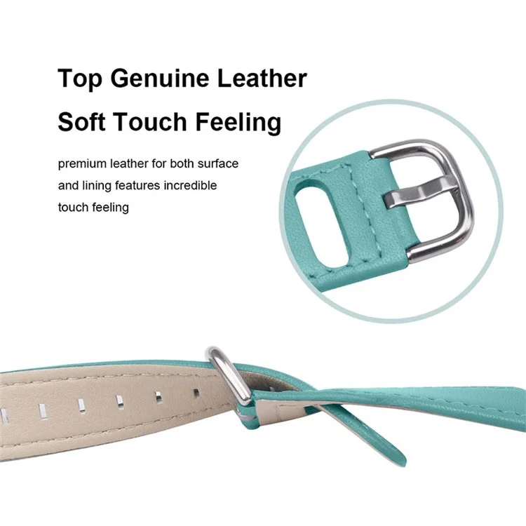 For Fossil Gen 5 Carlyle/Julianna HR Stainless Steel Buckle Design Cowhide Leather Soft Touch Wrist Band Watch Strap (22mm) - Baby Blue