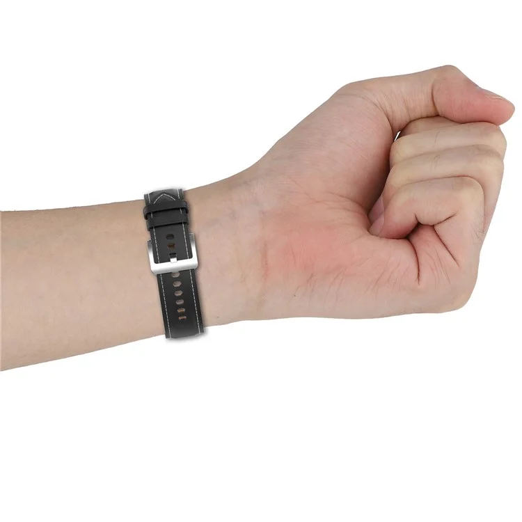 Для Samsung Galaxy Watch4 40мм/44мм/Galaxy Watch3 41мм/Galaxy Watch Active2 40мм/44мм/Huawei/Garmin Smart Watch 20мм Оригинальный кожаный ремешок Сменный ремешок для часов - Черный