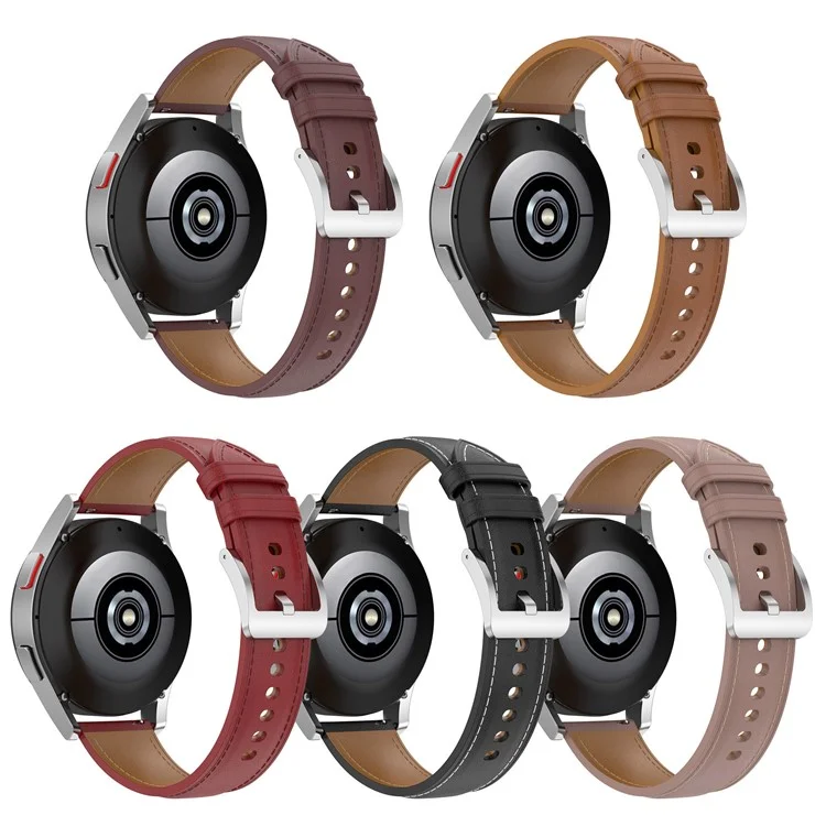 Für Samsung Galaxy Watch4 40mm / 44mm / Galaxy Watch3 41mm / Galaxy Uhr Active2 40mm / 44mm / Huawei / Garmin Smart Watch 20mm Echtes Lederband Ersatzarmband - Schwarz