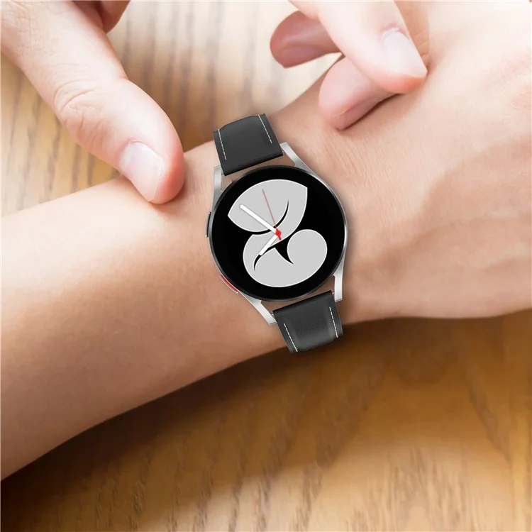 Для Samsung Galaxy Watch4 40мм/44мм/Galaxy Watch3 41мм/Galaxy Watch Active2 40мм/44мм/Huawei/Garmin Smart Watch 20мм Оригинальный кожаный ремешок Сменный ремешок для часов - Черный