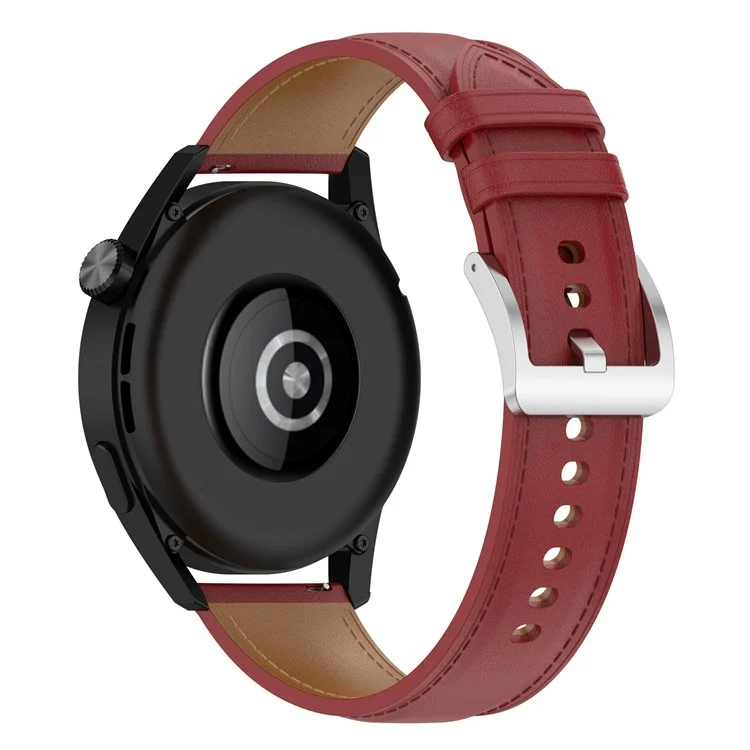 Para Samsung Galaxy Watch3 45mm / Huawei Watch GT 3 / Honor Watch GS3 / Garmin / Xiaomi MI Watch S1 22mm Banda De Reloj De Cuero Genuino De Cuero Genuino - Rojo