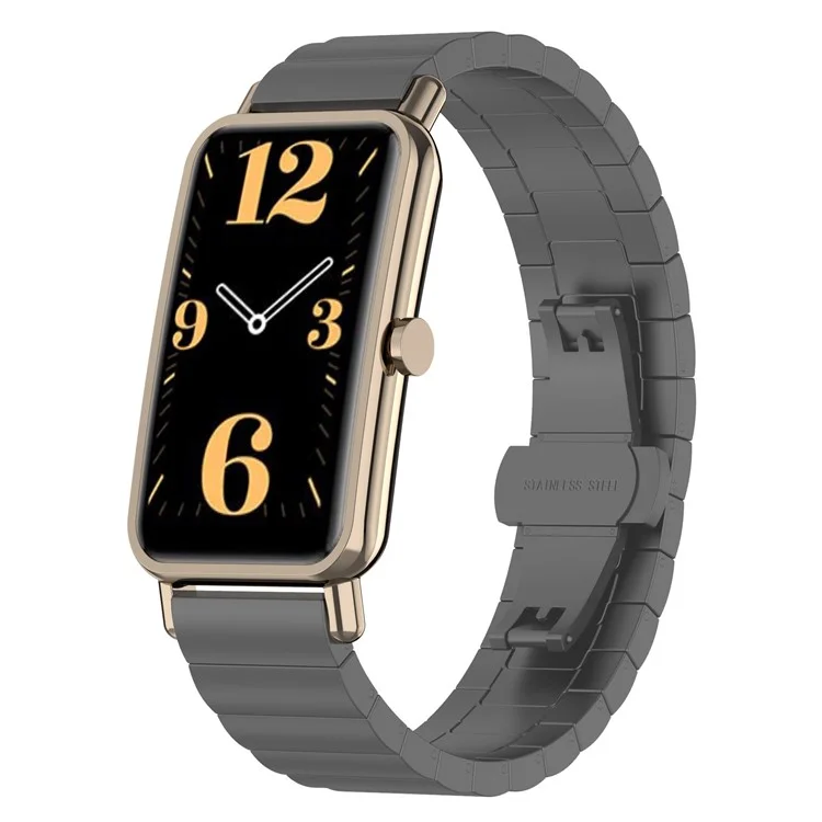 For Huawei Watch Fit Mini 16mm Stainless Steel Watchband Smart Watch Strap Replacement - Grey
