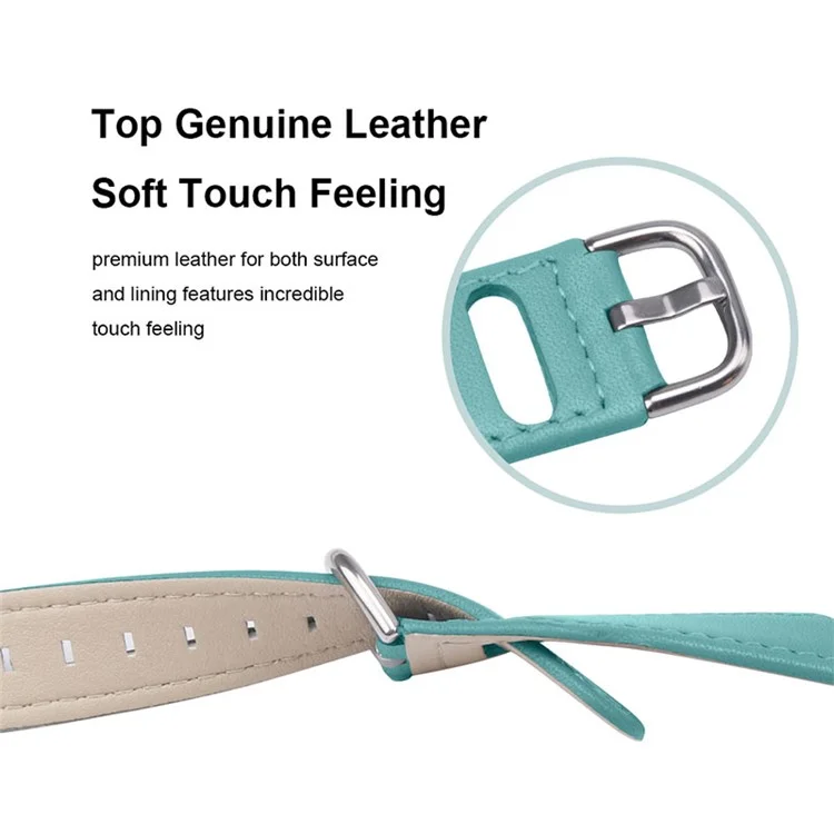 Для Garmin Vivoactive 3 / Vivoactive 3 Music Cowhide Leather Adjustable Wrist Band with Stainless Steel Buckle Watch Strap (20mm) - Baby Blue