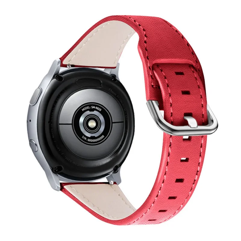 For Garmin Vivomove Luxe/Garminmove Luxe 20mm Universal Watchband Cowhide Leather Watch Strap with Stainless Steel Buckle - Red