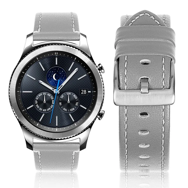 Per Huawei Watch GT 2e/gt 2 46 mm in Acciaio Inossidabile in Pelle Morbida in Pelle di Vacca in Pelle 22 mm Smart Watch Band Cinghia da Polso - Grigio