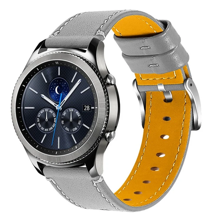 Para Fossil Gen 5 Carlyle Couro Vacum Toque Macio Pulseira de Pulso 22mm Banda de Relógio Universal com Fivela de Aço Inoxidável - Cinza
