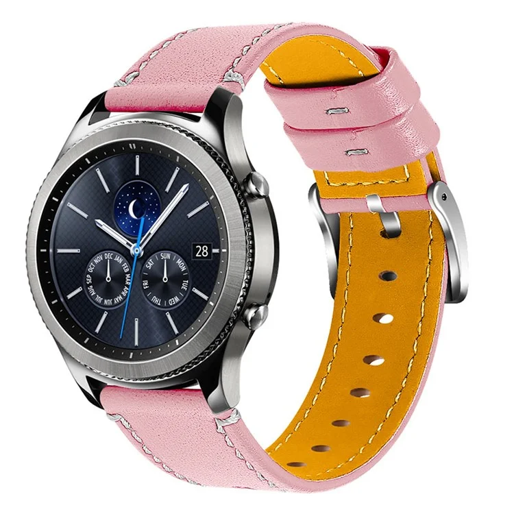 Para Xiaomi Mi Watch Color de Acero Inoxidable Strap de Muñeca Ajustable Cuero de Cuero de Vaca 22 mm Banda Universal de Relojes Inteligentes - Rosado