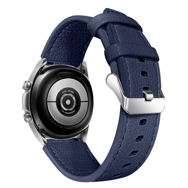 For TicWatch Pro/TicWatch GTX Durable Buckle Design Watch Band Cowhide Genuine Leather Double-sided Textured Wrist Strap - Blue