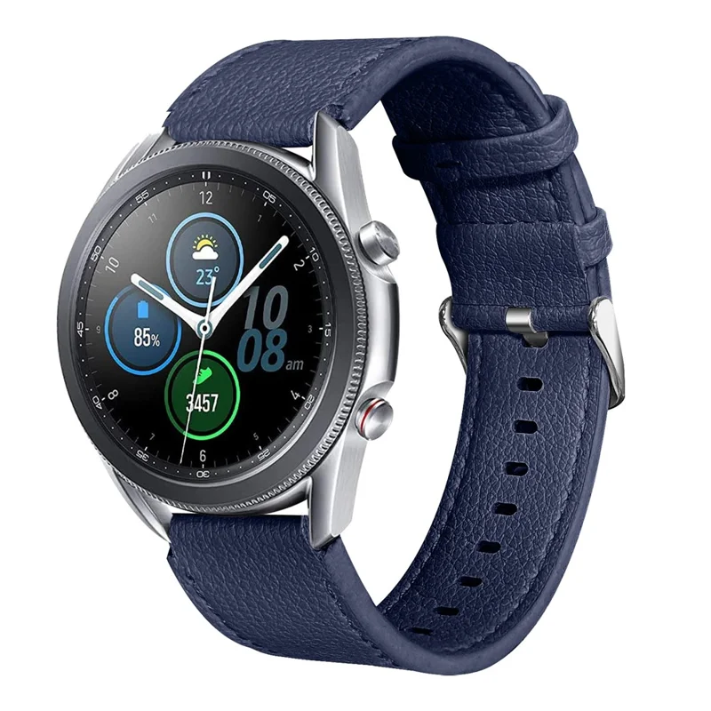 For TicWatch Pro/TicWatch GTX Durable Buckle Design Watch Band Cowhide Genuine Leather Double-sided Textured Wrist Strap - Blue