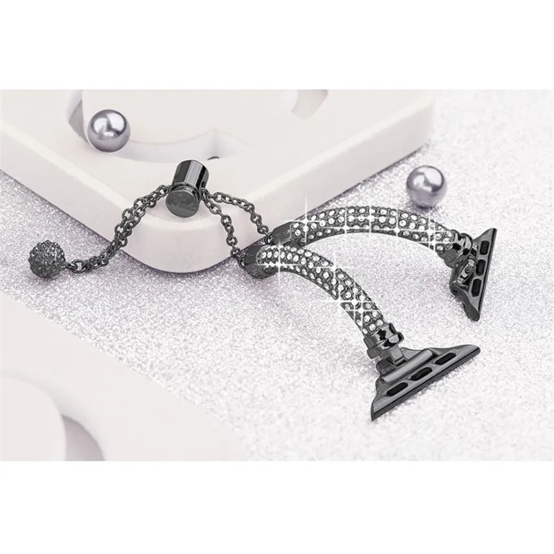 Para Apple Watch SE / SE(2022) / Serie 4 / 5 / 6 40mm Pulsera de metal con decoración de strass de estilo Pulsera de reloj - Negro
