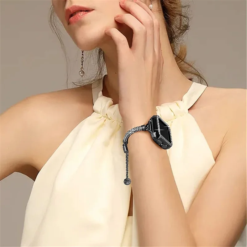 Para Apple Watch SE / SE(2022) / Serie 4 / 5 / 6 40mm Pulsera de metal con decoración de strass de estilo Pulsera de reloj - Negro