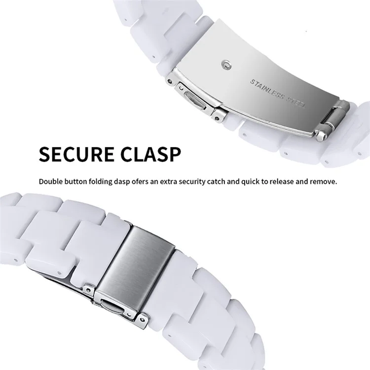 Para Huawei Watch 2/Watch GT 2 42mm Resin Watch Band Pulsera de Repuesto 20mm con Hebilla de Acero Inoxidable - Blanco