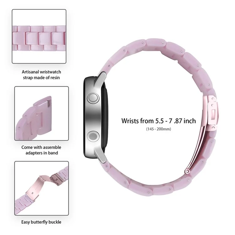 Banda di Orologi in Resina da 20 mm Per Huawei Watch 2/Watch GT 2 42mm, Cinturino di Ricambio in Acciaio Inossidabile - Viola Chiaro