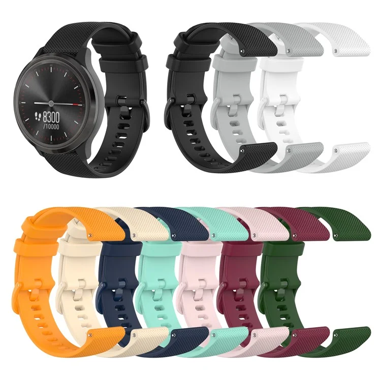 Pour Garmin Vivomove Sport / Venu 2 Plus 20mm Silicone Smart Watch Strap Texture Texture Bracelet Réglable - Le Noir