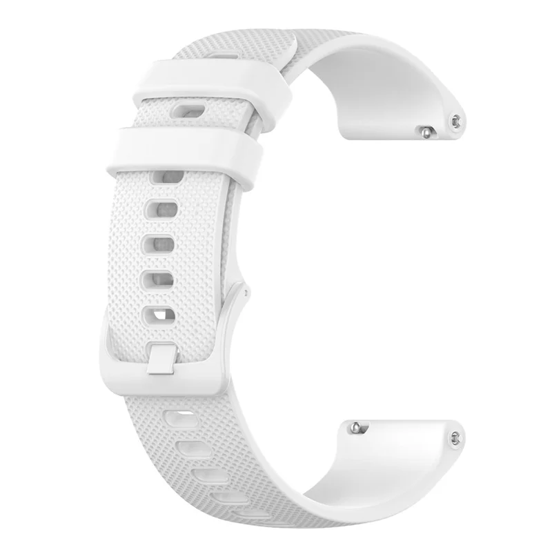 For Garmin Vivomove Sport/Venu 2 Plus 20mm Silicone Smart Watch Strap Grid Texture Adjustable Wristband - White