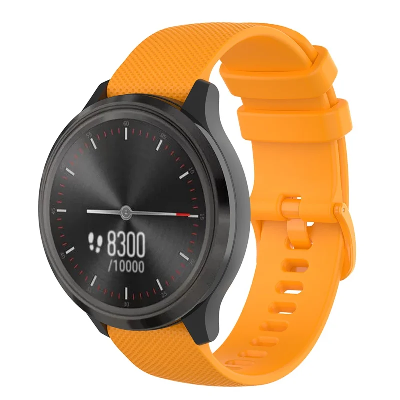 For Garmin Vivomove Sport/Venu 2 Plus 20mm Silicone Smart Watch Strap Grid Texture Adjustable Wristband - Yellow