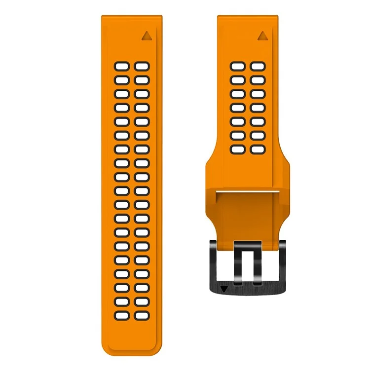 Para Garmin Fenix 7/Epix Two Rows Holes Dual-color Quick Release Silicone Watch Band Wrist Strap 22mm - Laranja/Preto