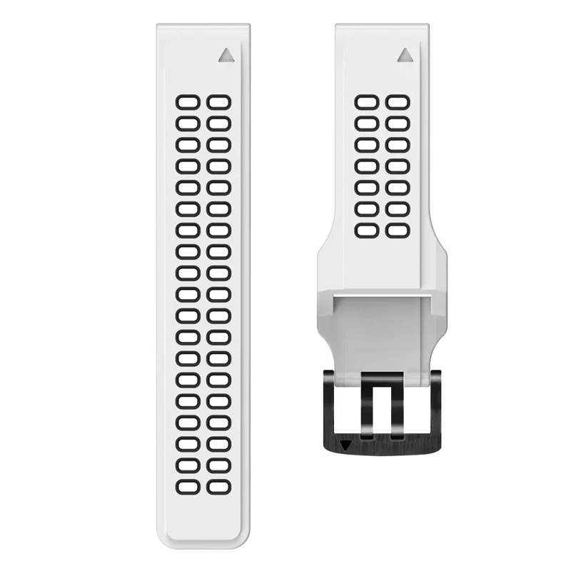 For Garmin Fenix 7/Epix Two Rows Holes Dual-color Quick Release Silicone Watch Band Wrist Strap 22mm - White/Black