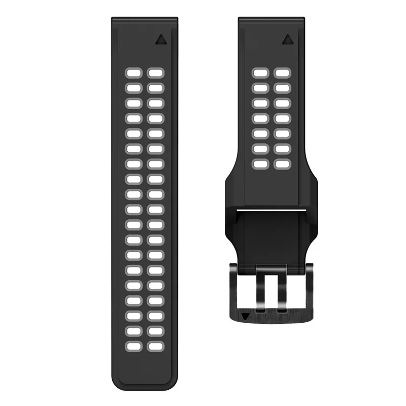 For Garmin Fenix 7/Epix Two Rows Holes Dual-color Quick Release Silicone Watch Band Wrist Strap 22mm - Black/Grey