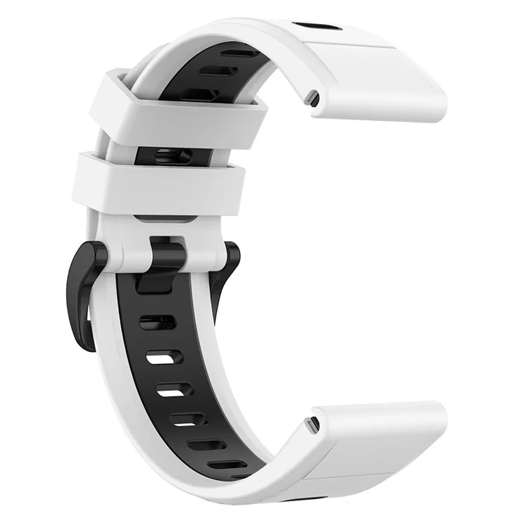 For Garmin Fenix 7S Single Row Holes Dual-color Quick Release Silicone Watch Band Wrist Strap 20mm - White/Black