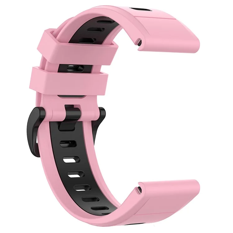 For Garmin Fenix 7S Single Row Holes Dual-color Quick Release Silicone Watch Band Wrist Strap 20mm - Pink/Black